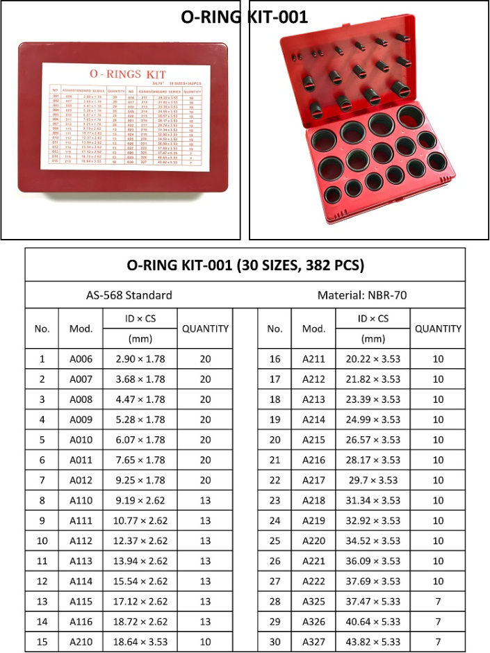 as-568 Standard NBR Rubber Excavator Metric O-Ring Kit